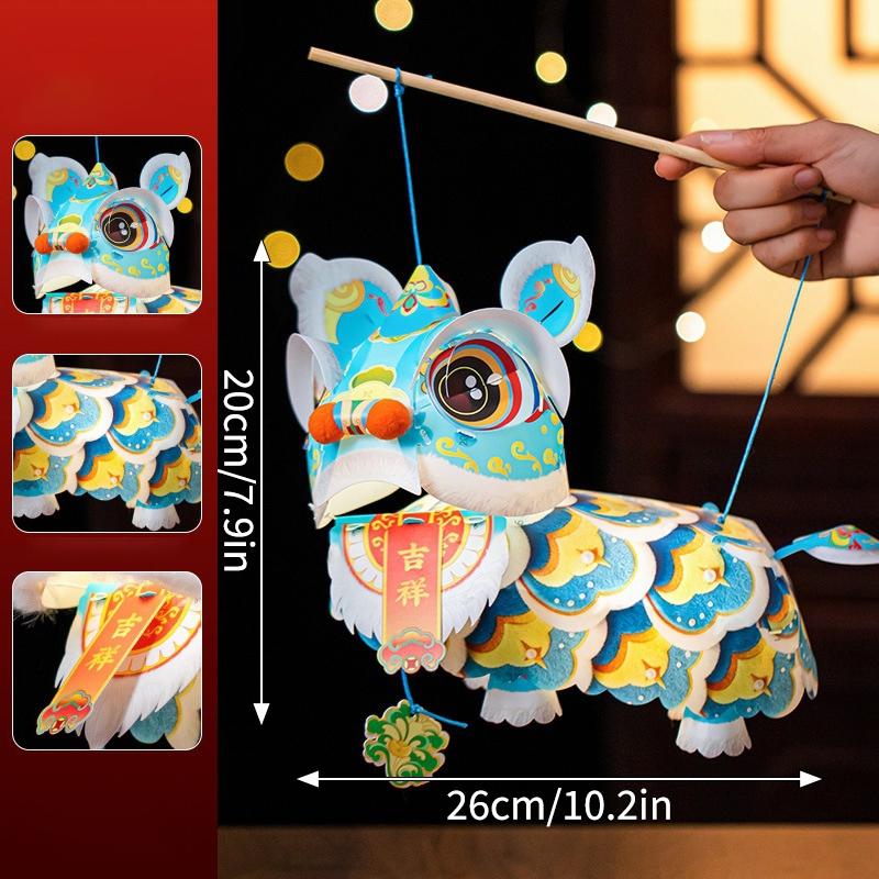 Rabbit Lion Lantern DIY Material Package Handheld Lanterns Party Gift for Friends Chinese New Year Decoration Photo Props 5