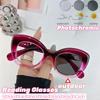 Trendy Luxury Photochromic Reading Glasses Women Vintage Cat Eye Color Changing Presbyopia Glasses Men High-definition Eyewear