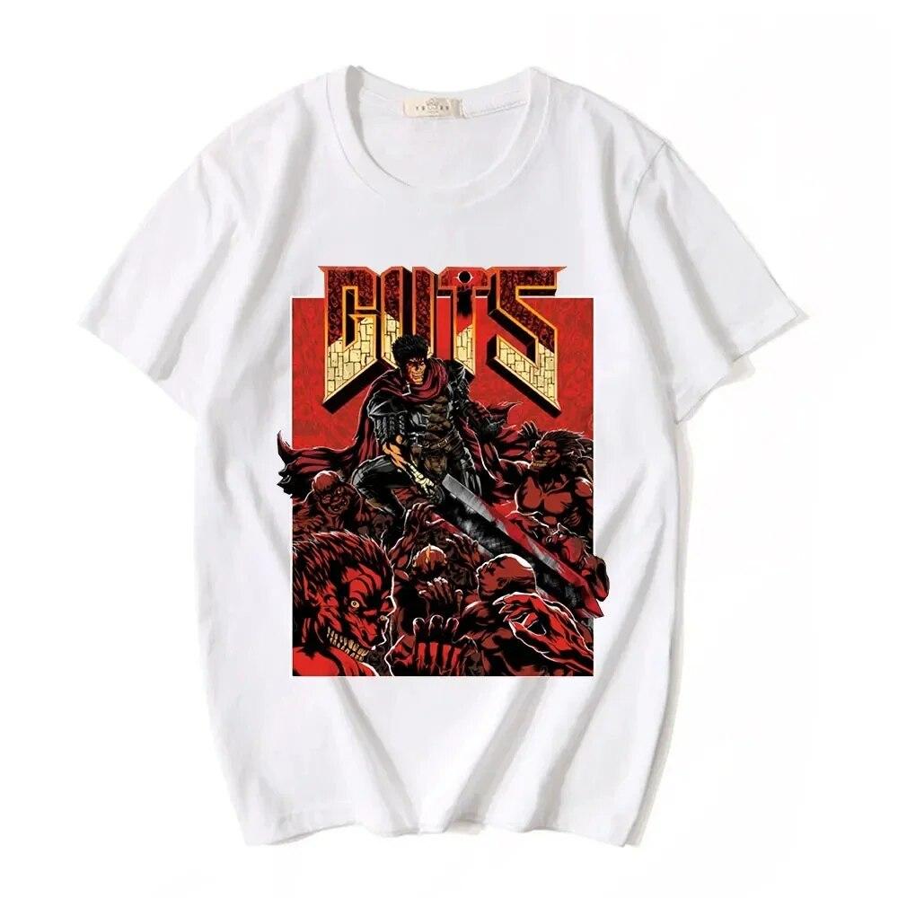 Футболка с графическим рисунком «Берсерк», повседневная футболка унисекс с ярким принтом в стиле хип-хоп, летняя хлопковая одежда унисекс в стиле Харадзюку
