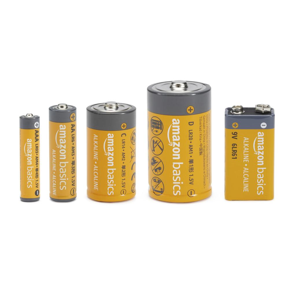 Amazon Basics Alkaline Batteries Super Value 108 batteries total 36 8 8 and 8 Pack (48 AA, AAA, C, D, 9V)