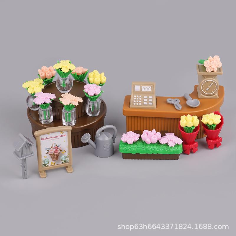 Cute Flower Shop Mini Simulation Small Store Miniature Doll House Accessories Diy Props Small Ornaments Play House Toys