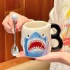 Милая и забавная керамическая кружка с акулой, парная чашка для воды высокой ценности, подарок на день рождения для девочек, бытовая кофейная чашка