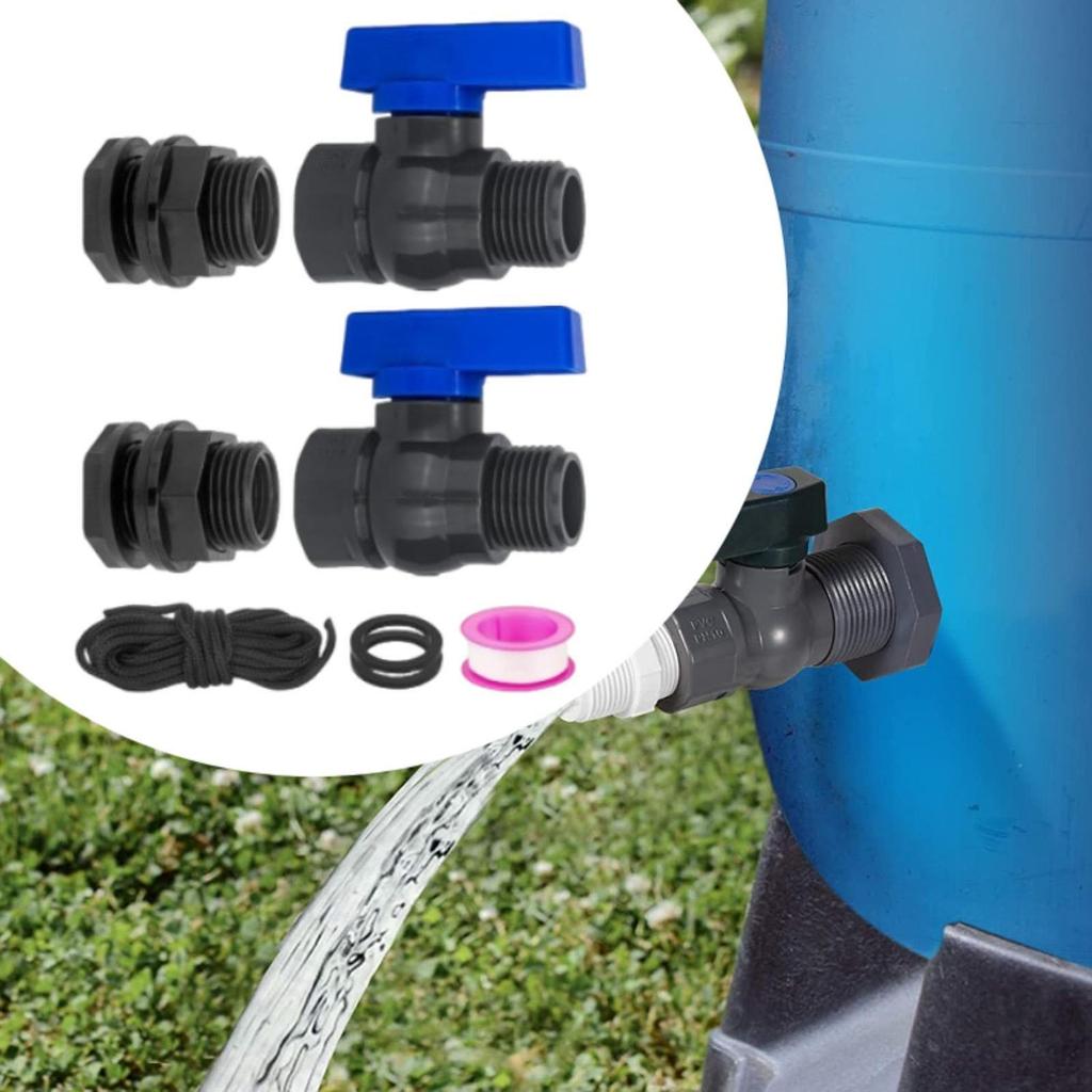 Комплект из 2 кранов для дождевой бочки, запорный клапан для садового шланга, соединитель 3/4 дюйма (прямая замена).