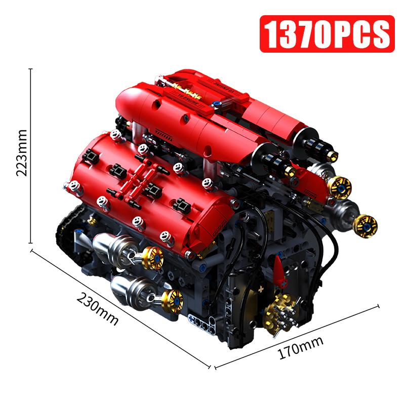 Technical V8 Electrice Driven Engine Building Blocks Simulation Supercar Engine MOC Bricks Science Education Toys Kid Adult Gift