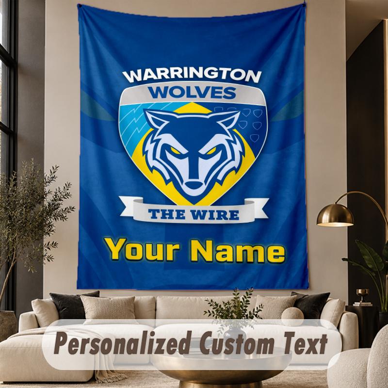 Custom Text Tapestry Warrington Wolves Print Wall Tapestry Indoor Living Room Wall Decor