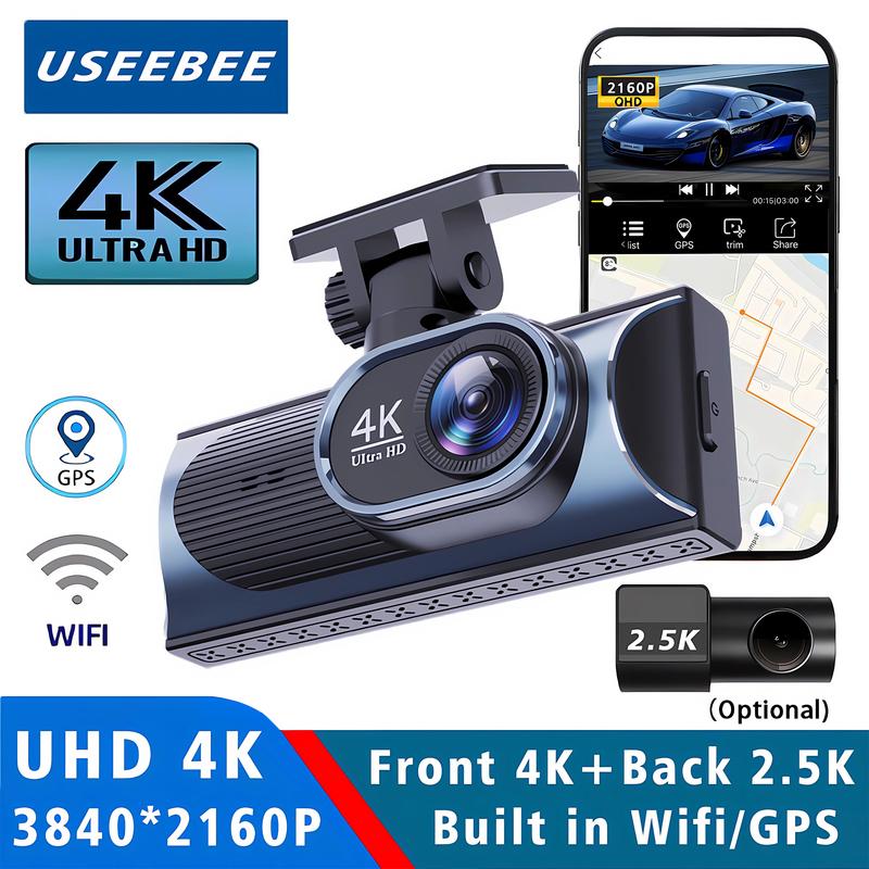 Dash Cam Dual Lens 4K+2.5K Recording Car Camera DVR Night Vision Video Recorder GPS Wi-Fi Room Black Box 2.5K Rear View Camera