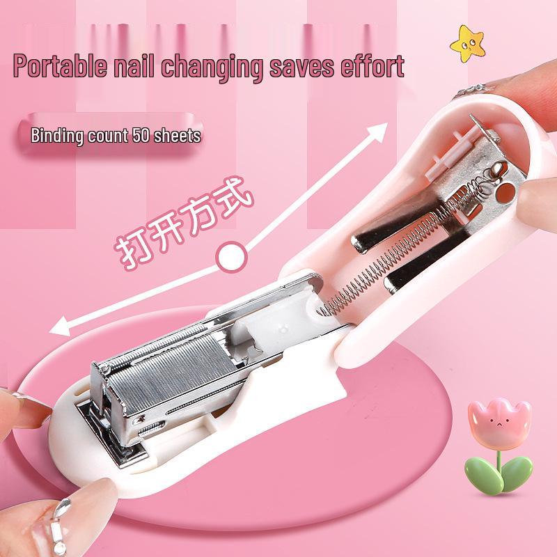 Мини мультяшный степлер: Удобный для детей, не требующий усилий, портативный и милый