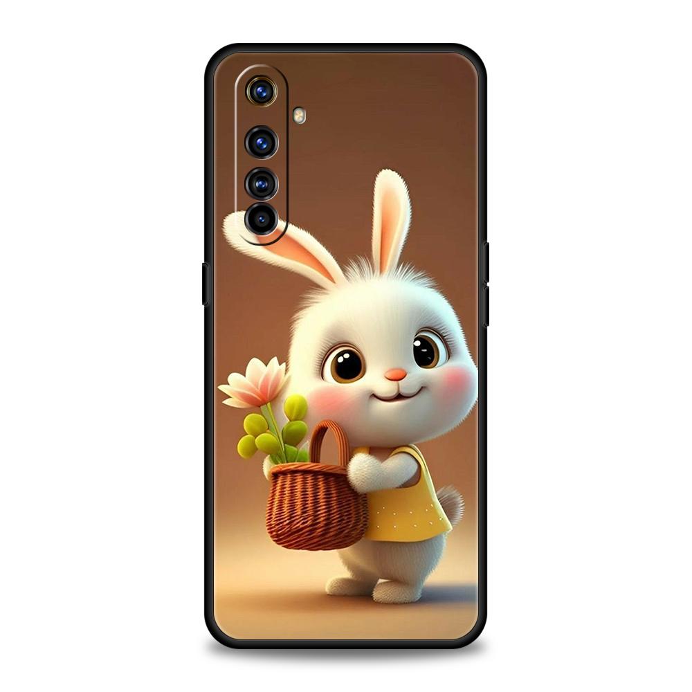 Милый Кролик в Фиолетовой Шляпе Чехол для Телефона для Realme 8 9 Pro Plus 8i 9i 6 7 GT2 C21 C25 C3 C11 11 Pro 5G Plus Ударопрочный Корпус
