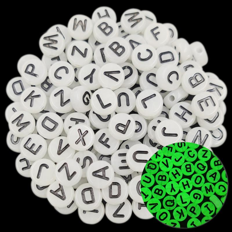 Creative Luminous Letter Number Chidlren Making Accessories Acrylic Loose Beads For Jewelry Making Jewelry DIY Crafts Necklace