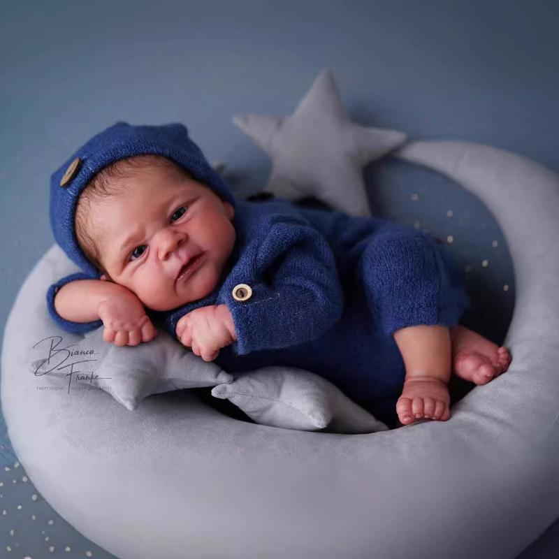 46 см темная кожа ELIJAH куклы Reborn ручной работы прошитые волосы имитация куклы младенца реалистичные мягкие тканевые куклы новорожденные куклы для детей развивающая игрушка рождественский подарок