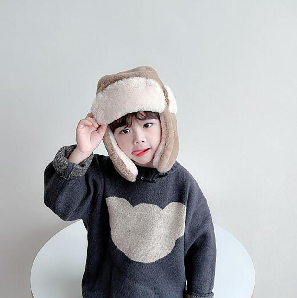 Afindern Flight Pilot Cap with Full Ages Perfect for and Outdoor Available In 3 Colors for Girls and Boys Kids' Cap, Earmuffs, Boa, Fluffy, Warm,