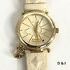Б/у часы Vivienne Westwood Vivienne Westwood Orb Кварцевые QZ Золотые с Золотым Брелоком Кожаный Ремешок Кожаные Часы