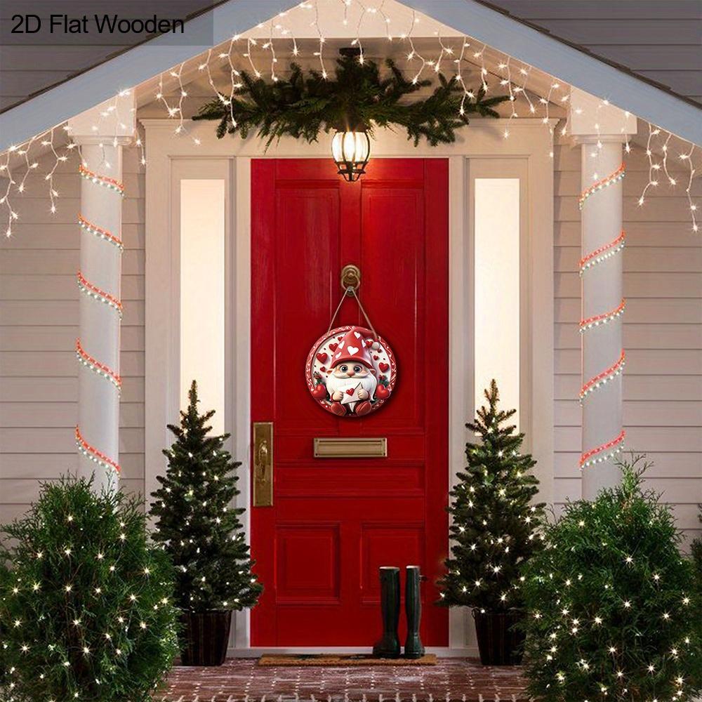 Гном на День святого Валентина с любовным письмом, Деревянная табличка, Декор для круглой входной двери, Настенное украшение в форме сердца - Идеальный романтический подарок