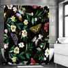 Butterfly Flower Green Leaf Shower Curtain, Bathroom Decorative Shower Curtain, Waterproof Shower Curtain with Hooks