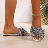 Fashion Soft Ethnic Style Floral Slippers 2025 Women Non-Slip Bowknot Slides Sandals Beachwear Shoes Open Toe Flat Slippers Women