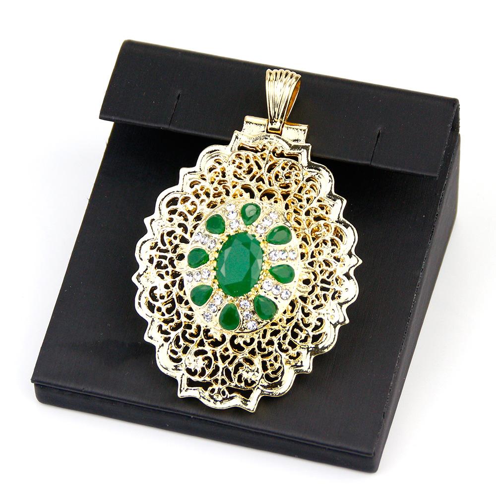 Gold Jewelry Women's Brooch Round Crystal Brooch Arabian Bride Bijoux Brooch Pendant Dual Purpose