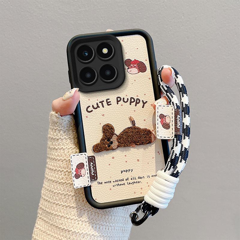 KEYSION Мультяшный милый плюшевый вышитый чехол для HONOR X6b X8c со шнурком, силиконовый противоударный чехол для телефона Huawei Honor X8c X6b