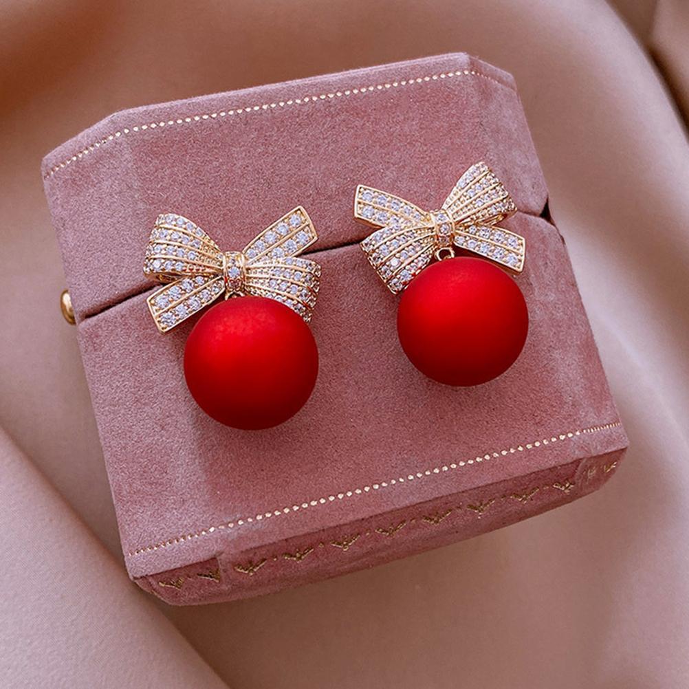 Женские рождественские серьги для девочек, круглые бусины, шарики, хрустальные подвески, ювелирные изделия, подарок