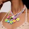 5Pcs Colorful Bead Choker Resin Plumeria Necklace Fashion Flower Beaded Necklace  Daily Wear