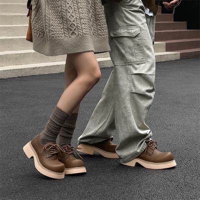 Туфли дерби на платформе, увеличивающие рост, кожаные туфли с большой головкой, мужские и женские в одном стиле, пара низких ботинок мартин 9577-J