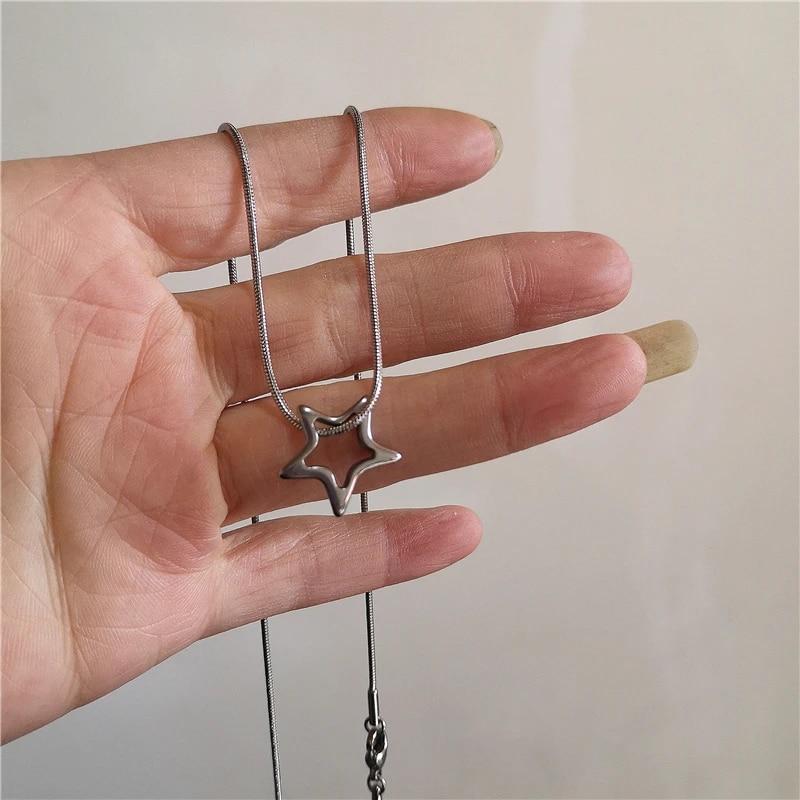 Kpop винтажное ожерелье в стиле панк серебряного цвета со звездой, ожерелье из бисера для мужчин и женщин, уличный хип-хоп, эстетические ювелирные изделия в стиле гранж, аксессуары Y2K