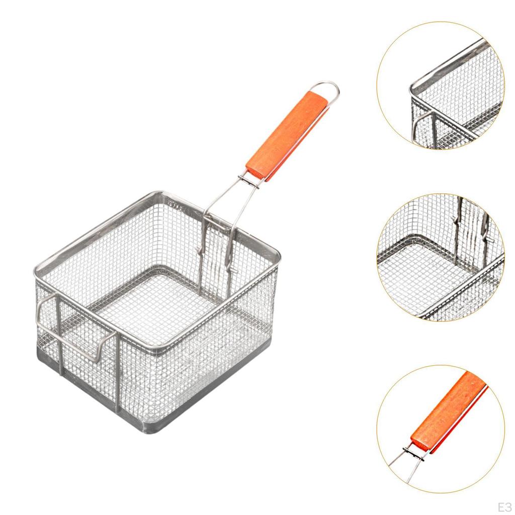 Коммерческая корзина для фритюра из нержавеющей стали, сетка для жарки и сервировки для гриля