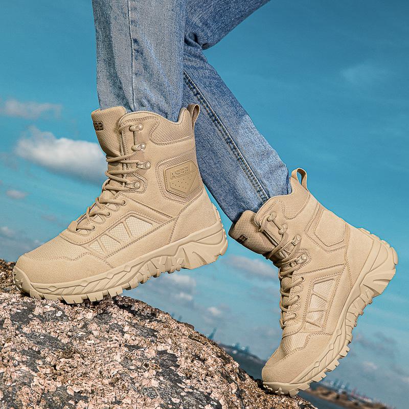 Мужские скальные туфли Тактические ботинки Водонепроницаемые Военные Высокого качества Мотоциклетные Охотничьи Походные Дышащие ботинки