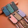 Подходит для Apple 16 Pro Чехол для мобильного телефона Crossbody Long Hand Strap 14 Solid Color IPhone15 Pro Max Защитный чехол