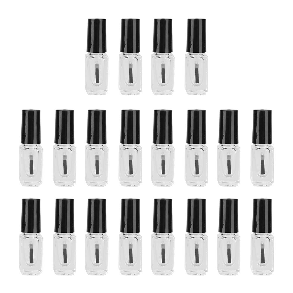 20 Pcs Empty Nail Polish Bottle Reusable Clear Varnish Gel Container Transparent Glass Bottles Portable Travel Size Refillable