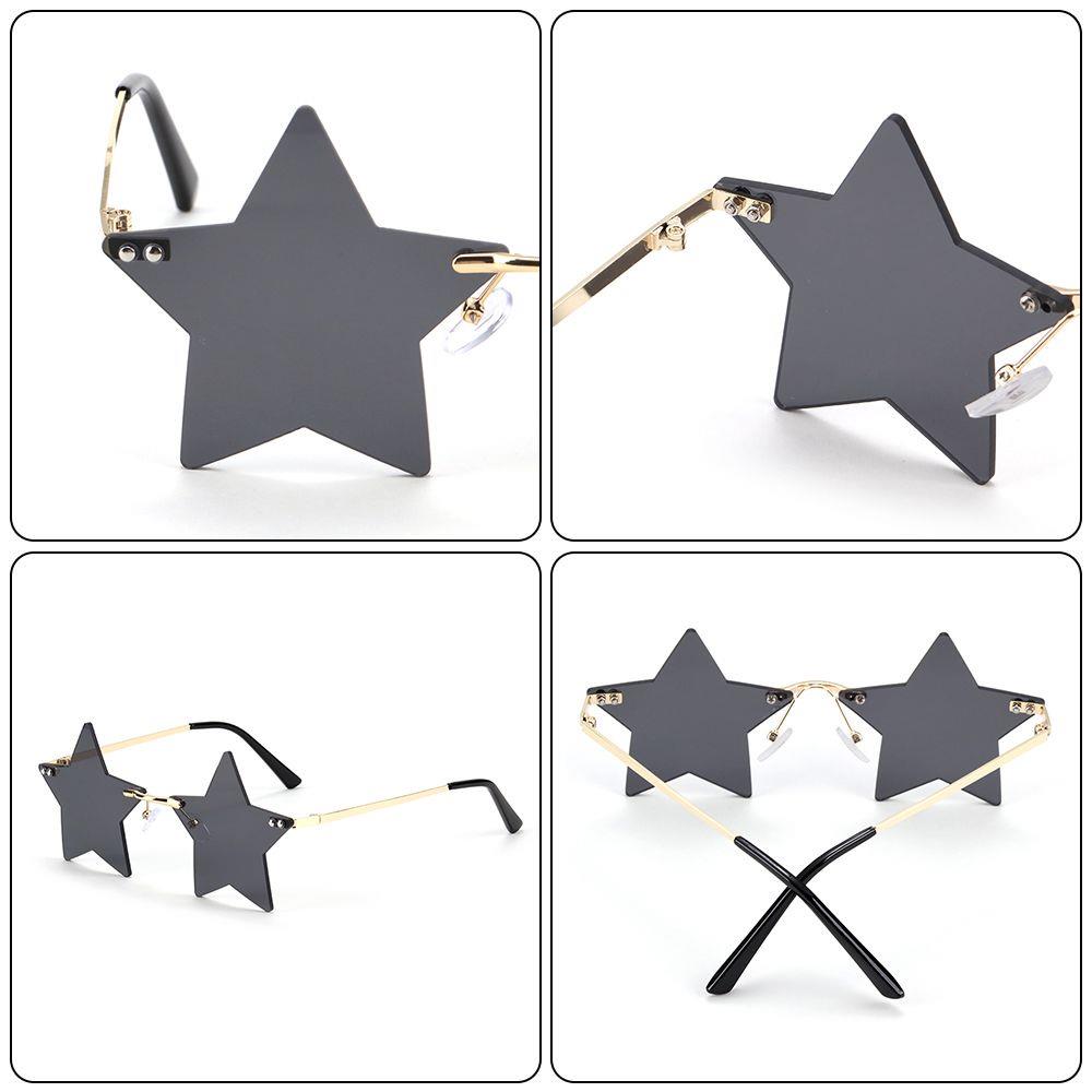 Trendy Unisex Sunglasses Multicolor Star Shape Popular Pentagram Frame Sunshade Decor Glasses HD Sunglasses New Trendy Trend Personality Rimless