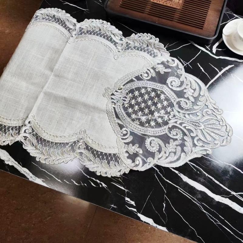 Новая европейская овальная льняная вышитая качественная скатерть для кухни, холодильника, журнального столика, бара, подставки под чашки, украшения для рождественской вечеринки