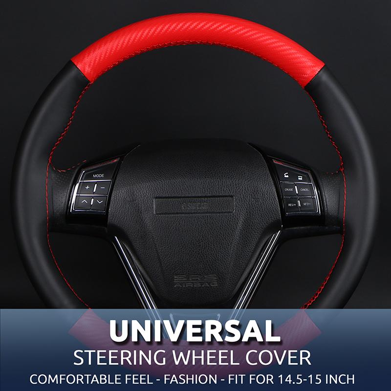 Matte Carbon Fiber Car Steering Wheel Cover Universal Fit High-Quality Porty Luxurious Race Hand Sewing Auto Steering Wheel Wrap