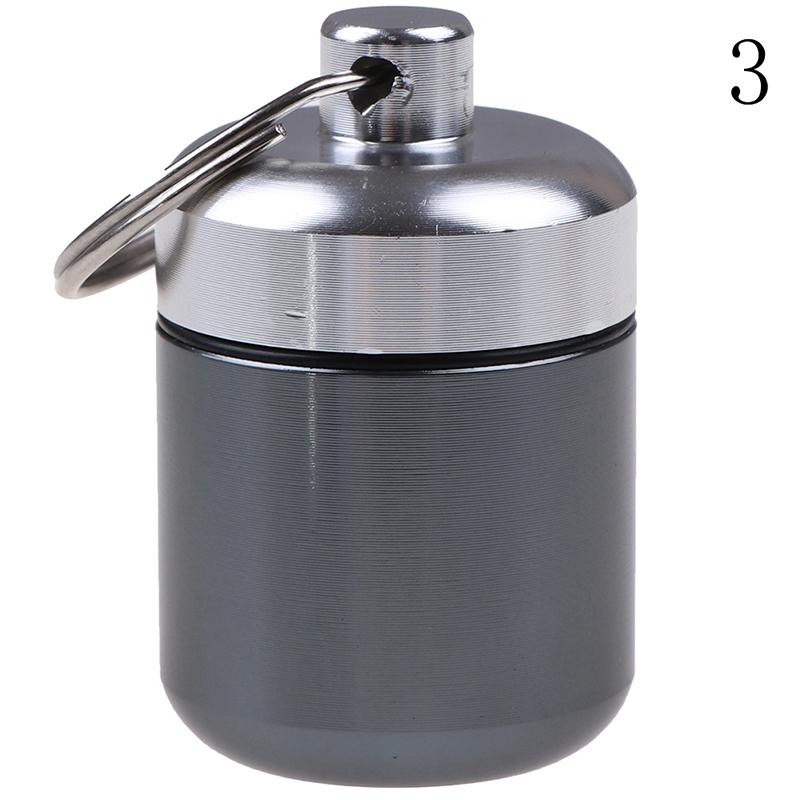 Mini Waterproof Aluminum Alloy Pill Box Case Bottle Holder Container Keychain