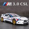 1/24 BMW CSL Alloy Track Racing Car Модель литой игрушечной машинки из металла Модель имитации звука и света Коллекция детских подарков