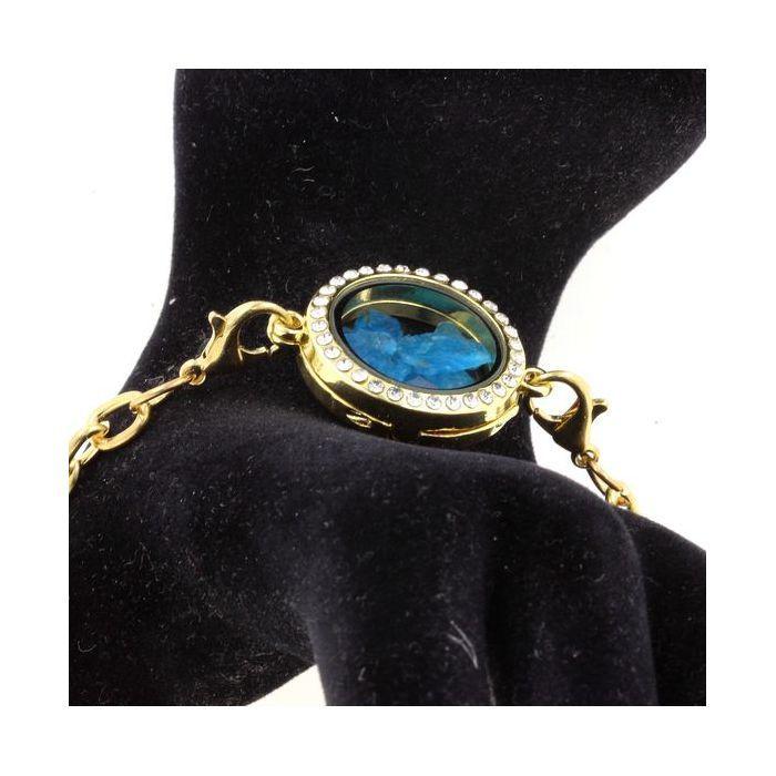 Stones and Minerals. Raw Neon Blue Apatite Bracelet, Medallion Model, 25 Mm. Gold Color.