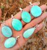 Amazonite Gemstone 925 Sterling Silver Plated Handmade 5 PCs Fancy Pendants Jewelry SEN-302