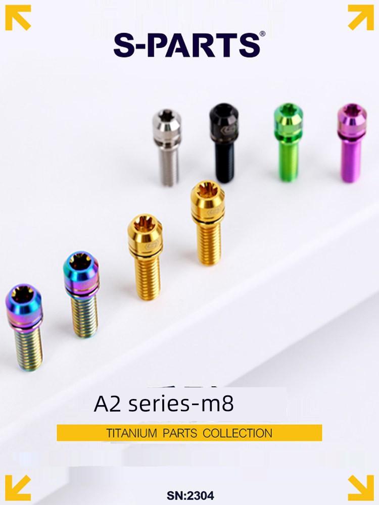 S-Parts A2 with Gasket M8*20/23/25Mm Mountain Road Bike Titanium Alloy Screw Gold Color Blue Stainless