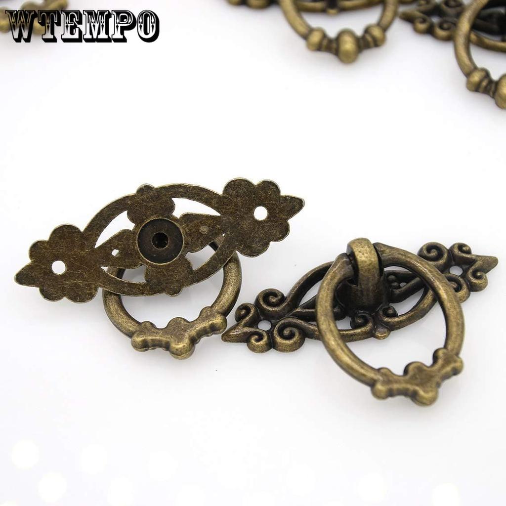 10 шт. Винтажные состаренные ручки-кольца с отделкой под античную латунь для шкафа, серванта, ящика комода, длина 2,5 дюйма (6,5 см) и Ширина 1,8 дюйма (4.7 см)