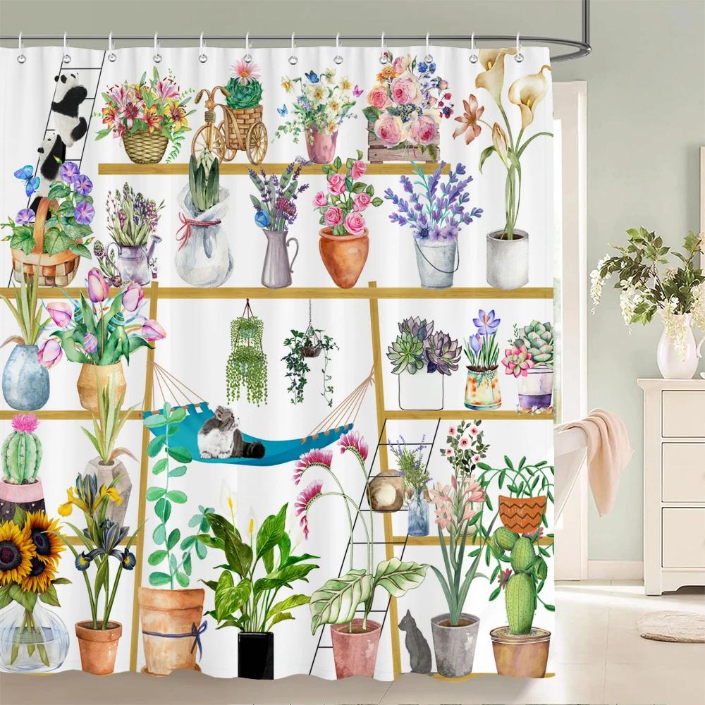 Flowers Butterfly Shower Curtain Fantasy Art Rose Floral Girls Waterproof Fabric Bathroom Curtain Room Decor Curtains With Hooks