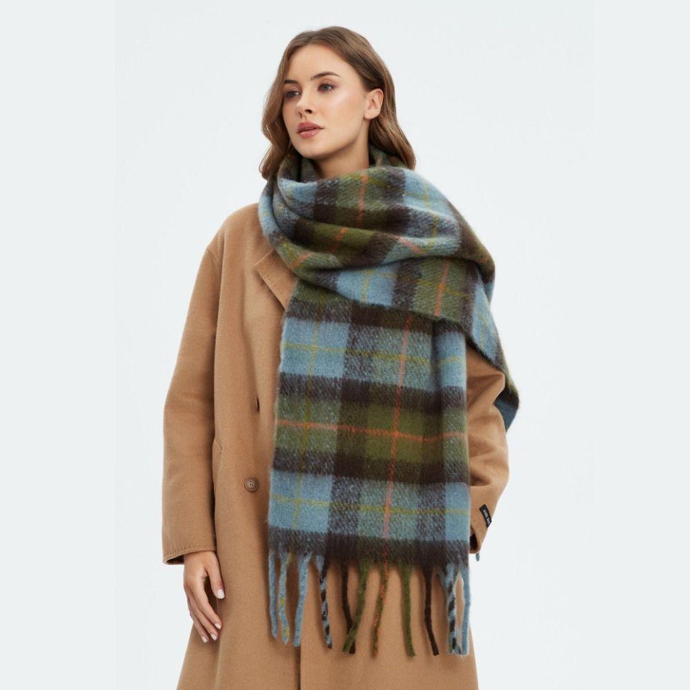 Plush Plaid Wool Scarf Mohair Winter Cashmere Scarves Classic Women Cape Student