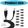 Кабель-адаптер питания USB на 5.5x2.1 мм с 13 сменными разъемами для динамика, светодиодной ленты, маршрутизатора, электронных устройств
