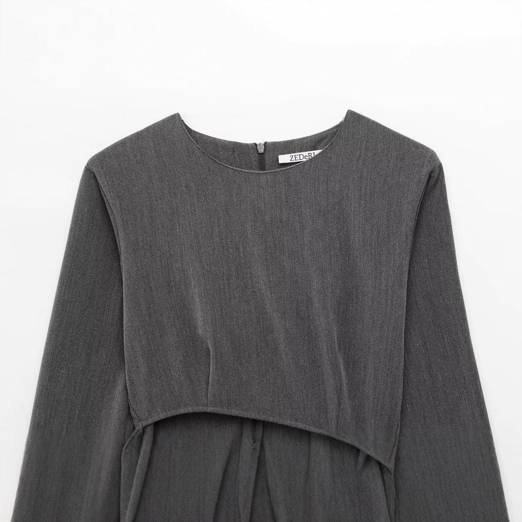 Spring 2025 European & American Style Women's Slimming Short Dress with Open Strap Embellishment