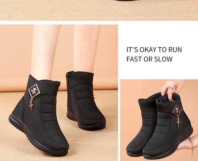 Женские водонепроницаемые зимние ботинки с бархатной подкладкой, нескользящие, теплая зимняя обувь для женщин среднего возраста.