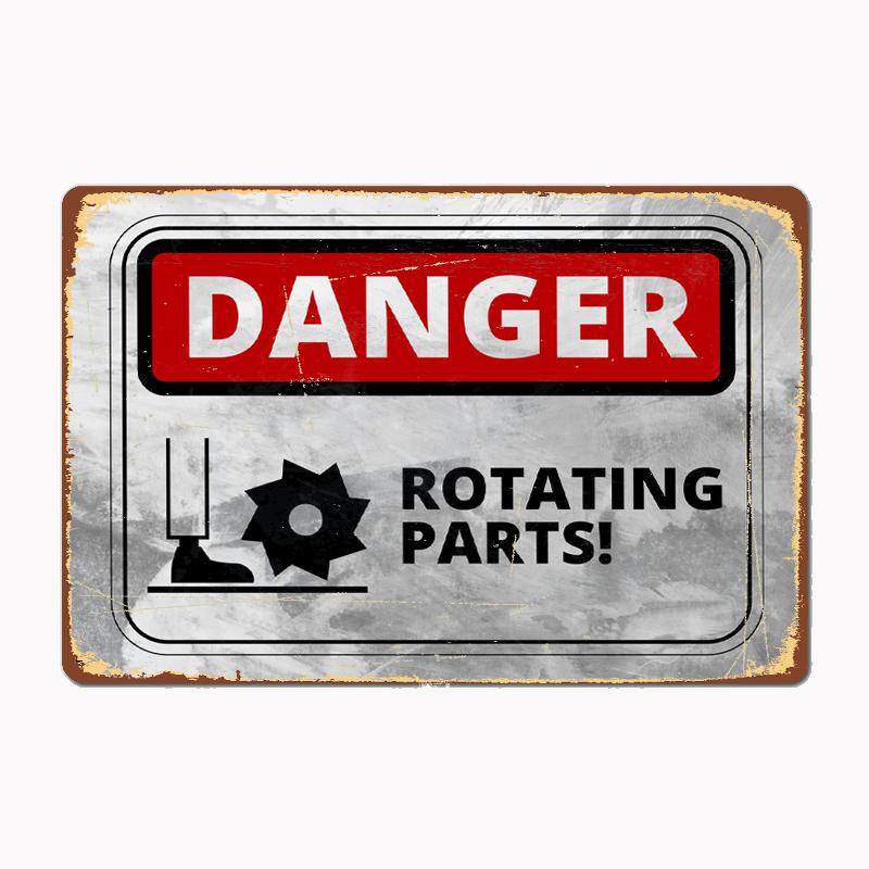 Danger Rotating Part Sign Metal Tin Sign Poster Garage Decoration Aesthetics Room Decors Bar Club Vintage