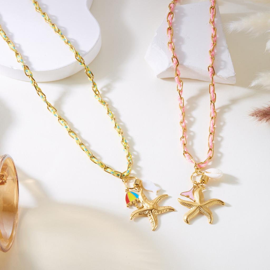 Ожерелье на пляжную тематику с бабочкой, бантом, цветком, морской звездой, зонтиком для женщин, летние аксессуары