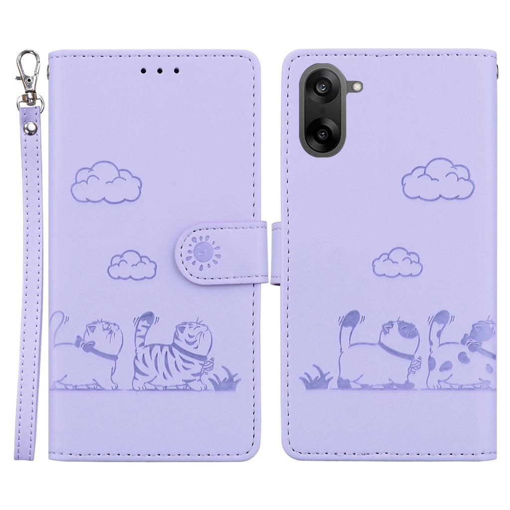 Чехол для OnePlus Nord CE5 5G с блокировкой RFID, с рисунком котенка, из ТПУ+ПУ кожи, чехол для телефона с ремешком на запястье