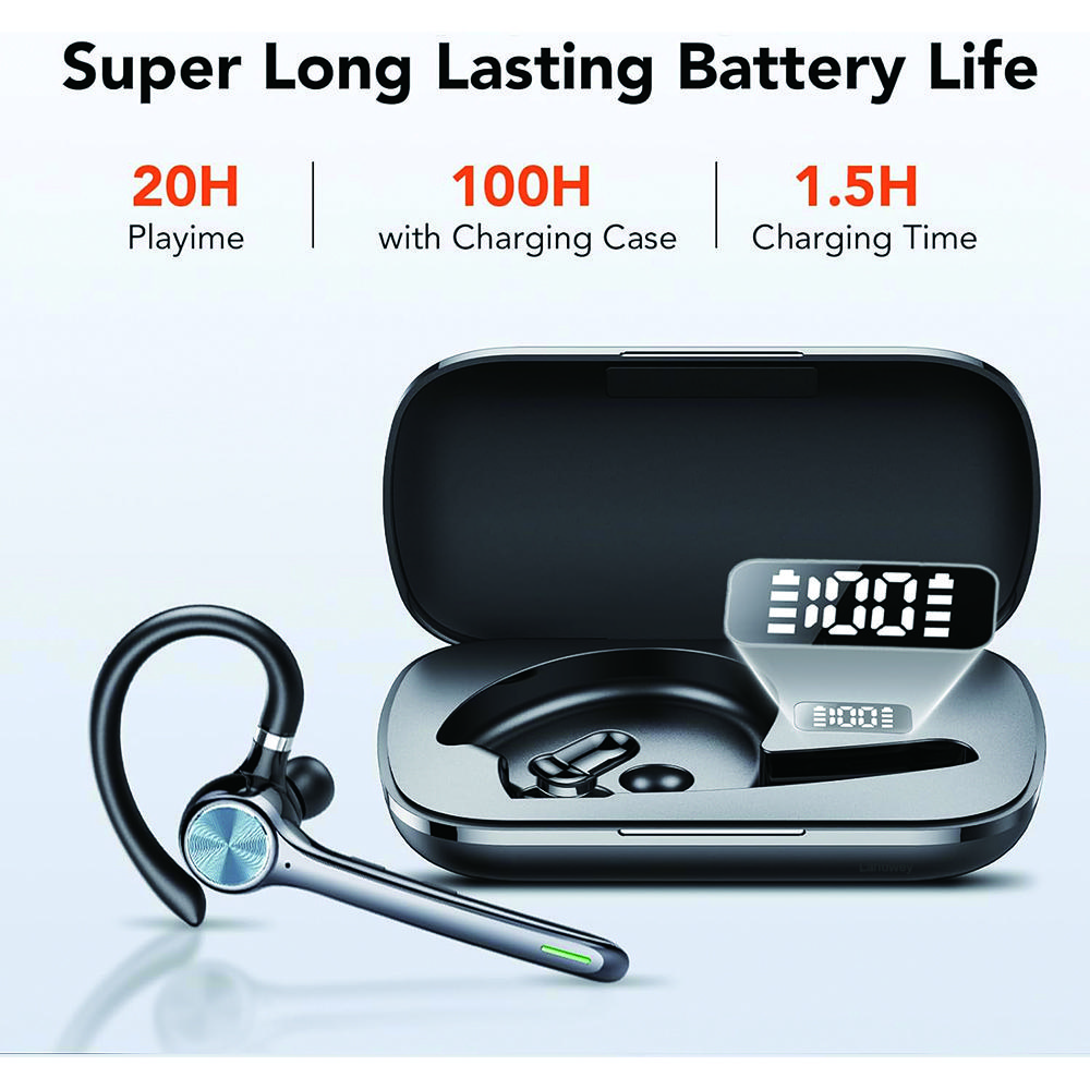 Bluetooth Headset with AI Noise Cancellation Mic and Mute Button,Bluetooth 5.3 Wireless Earpiece for Driving/Business/Office
