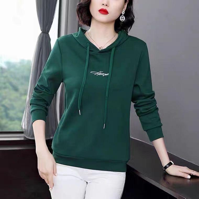 Женская мода повседневная однотонная футболка с капюшоном с принтом, осенняя простая поддельная футболка из двух частей, женская одежда