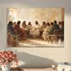 Jesus Last Supper Wall Art Suitable for Christian - Classic Retro Biblical Painting, Canvas with Iconic Last Supper Scene, Suitable for Living Room