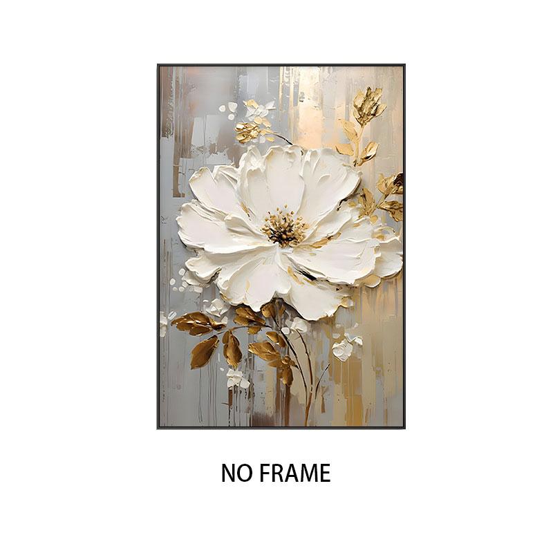 Abstract White Flower Oil Painting Printed On Canvas, Luxury Flower Posters and Prints Floral Wall Art Porch Living Room Decor